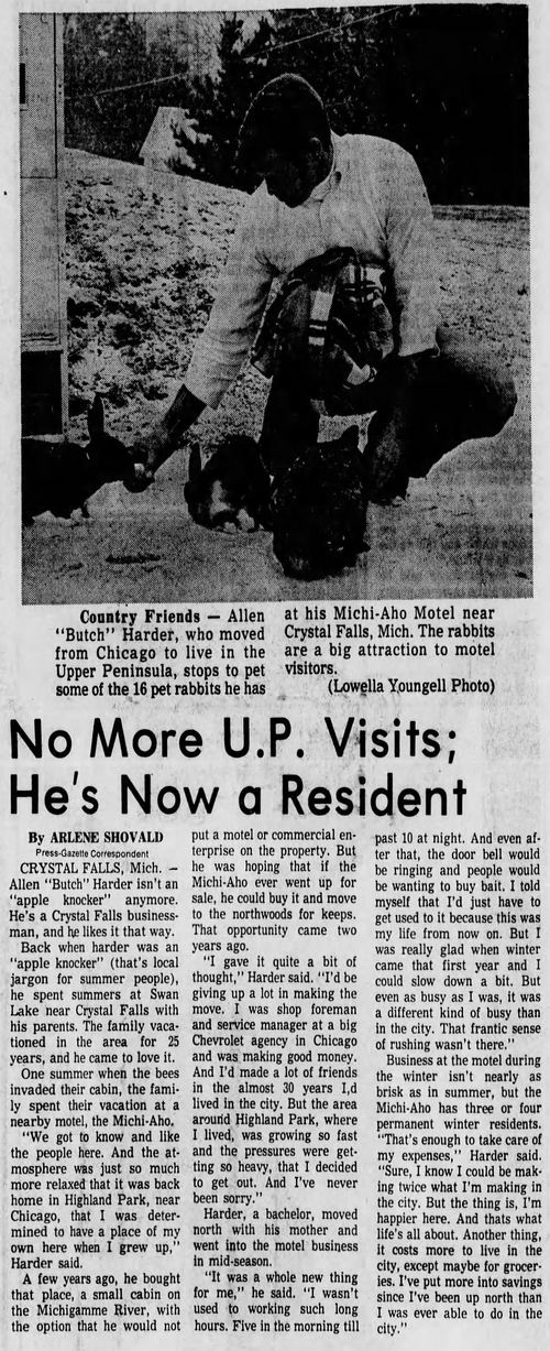 Michi-Aho Resort & Bait Shop - Nov 25 1973 Article On Motel (newer photo)